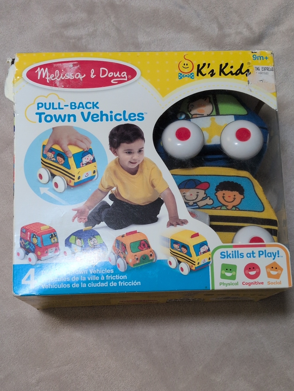 Melissa & Doug Pull-Back Town Vehicles Set - Yellow, Blue, White, Red
